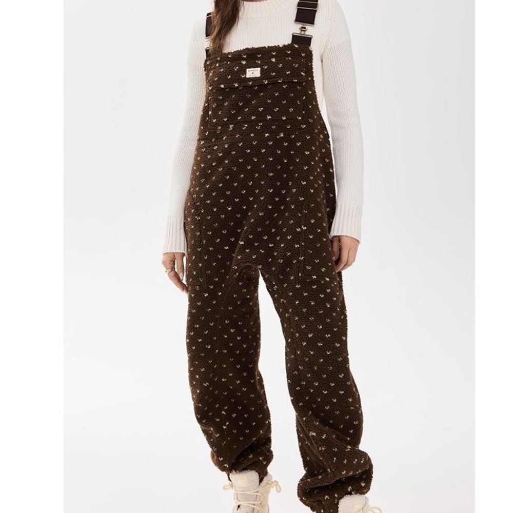 Marea By Liz Joy Brown Polka Dot Scout Sherpa Overalls Size S / M